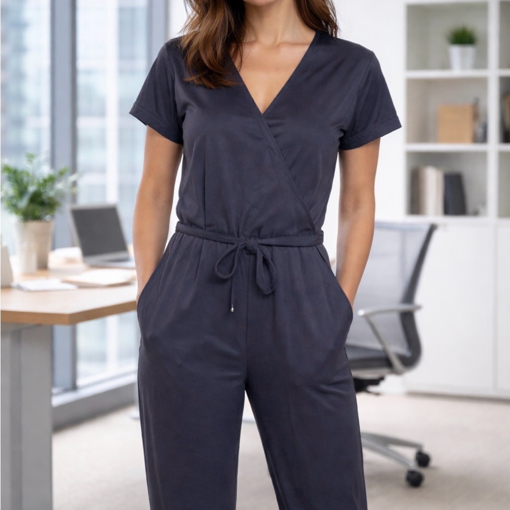 Chic Charcoal Wrap Jumpsuit
